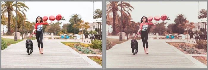 Two identical photos, one unedited and the other edited
