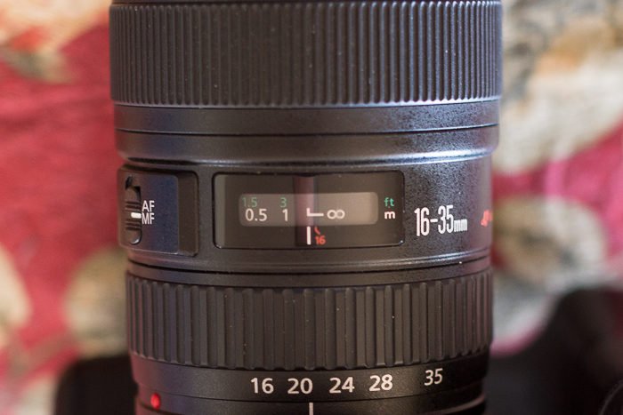 A close up of a large lens